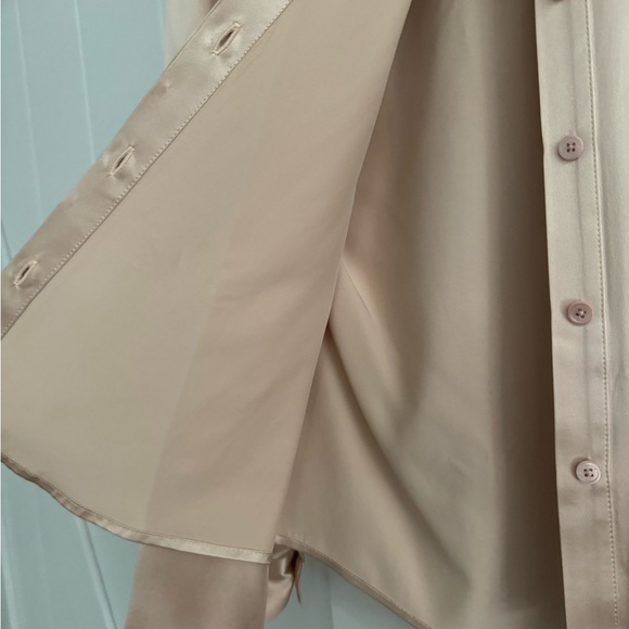 Lily Silk Tie Blouse in Blush Small - Picture 2 of 5